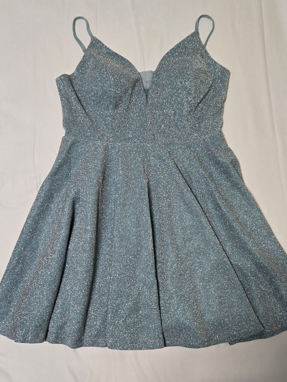 Ever Pretty Sparkling Light Blue Party Dress with Thin Straps